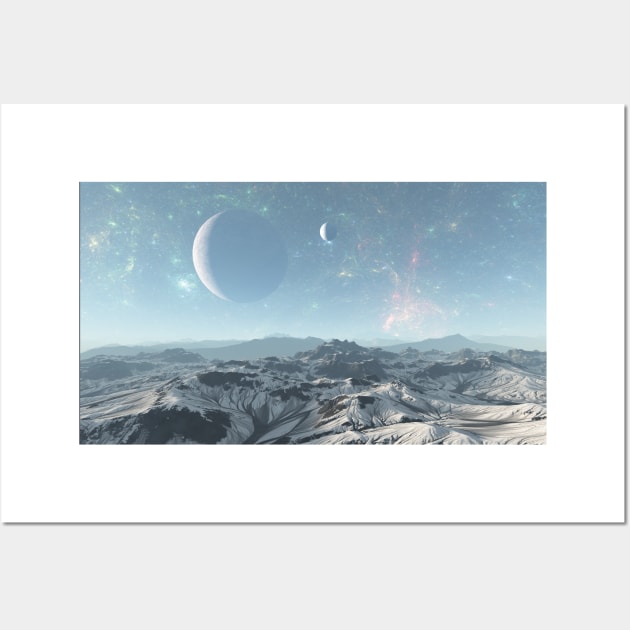 Alien planet cold mountain Wall Art by Ryan Rad